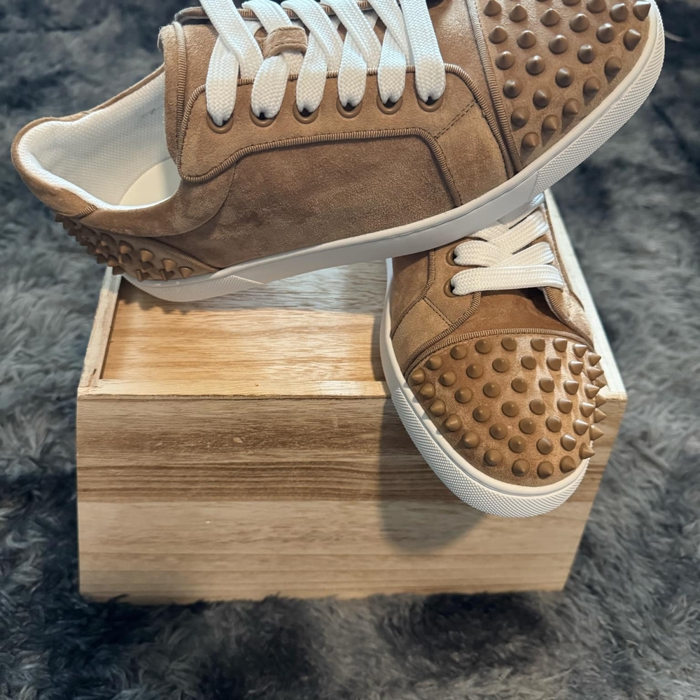 Christian Louboutin Tan Studded Sneakers